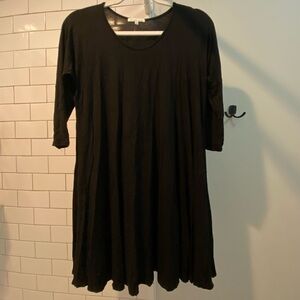 Charlotte Russe Black A-Line Jersey Stretch Dress 3/4 Sleeve Scoop Neck